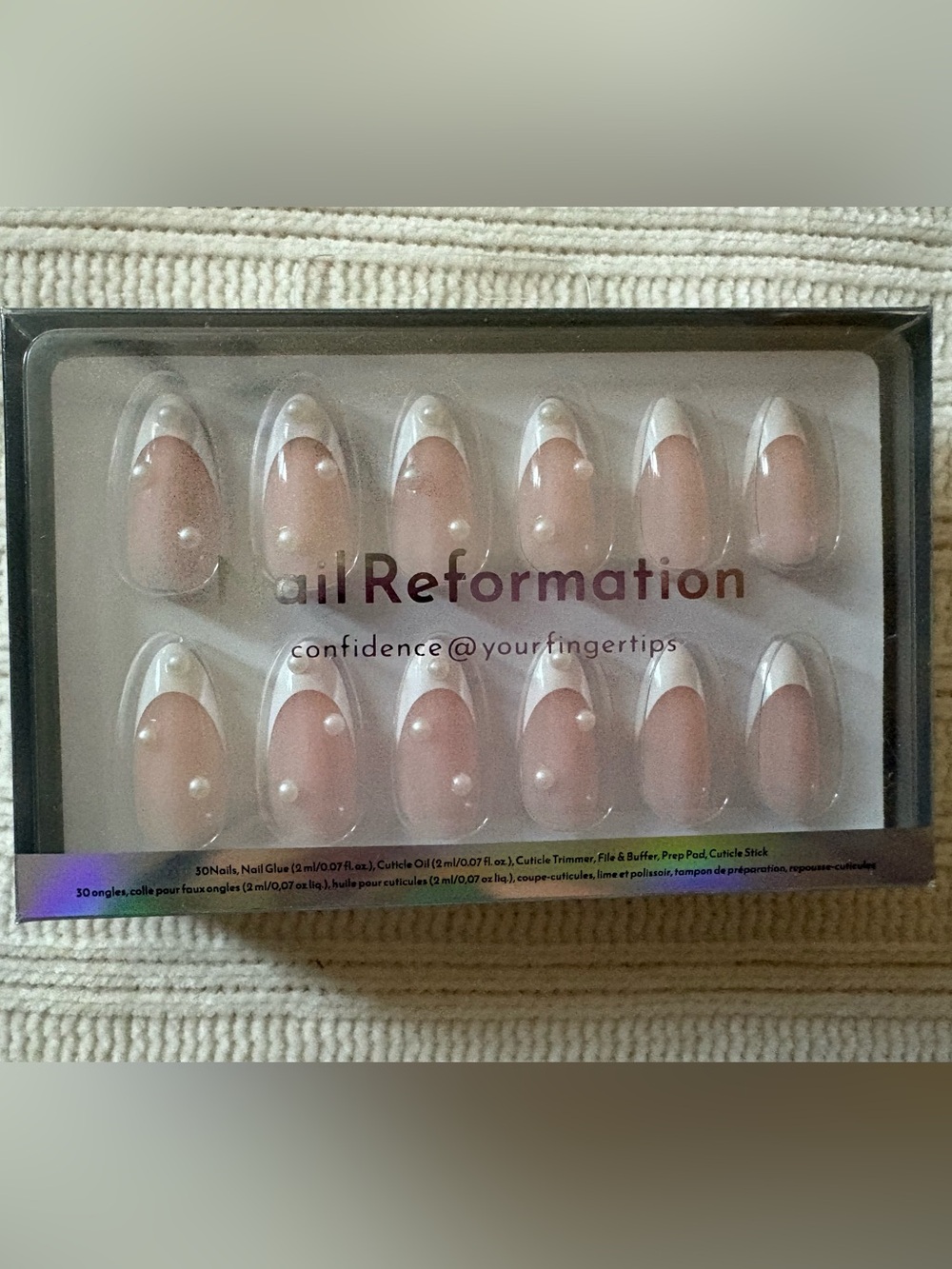 Nail Reformation Pearl-Accent Press-On Nails in Nude White
